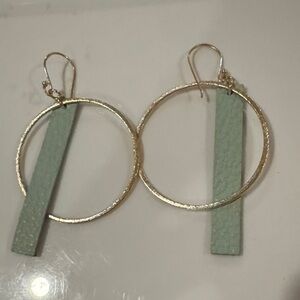 Elegant Gold and Green Hoop Earrings